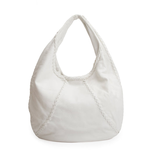 Bottega Veneta White Intrecciato Leather Cervo Hobo