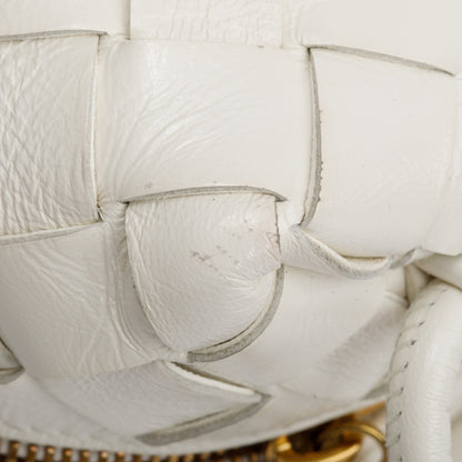 Bottega Veneta White Intrecciato Leather Loop Camera Bag
