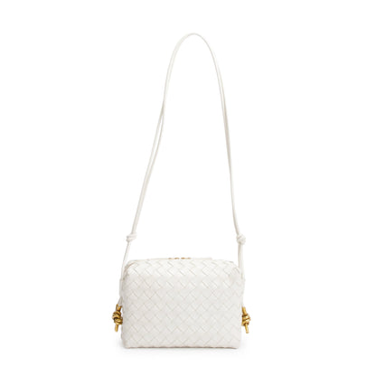 Bottega Veneta White Intrecciato Leather Loop Camera Bag