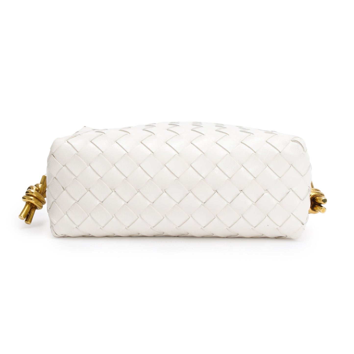 Bottega Veneta White Intrecciato Leather Loop Camera Bag