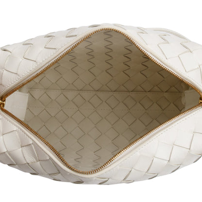 Bottega Veneta White Intrecciato Leather Loop Camera Bag