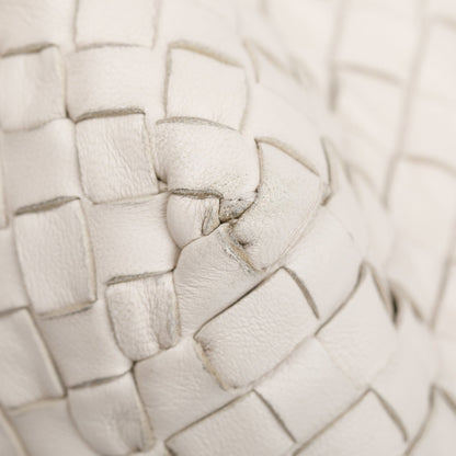 Bottega Veneta White Intrecciato Leather Medium Cesta Tote