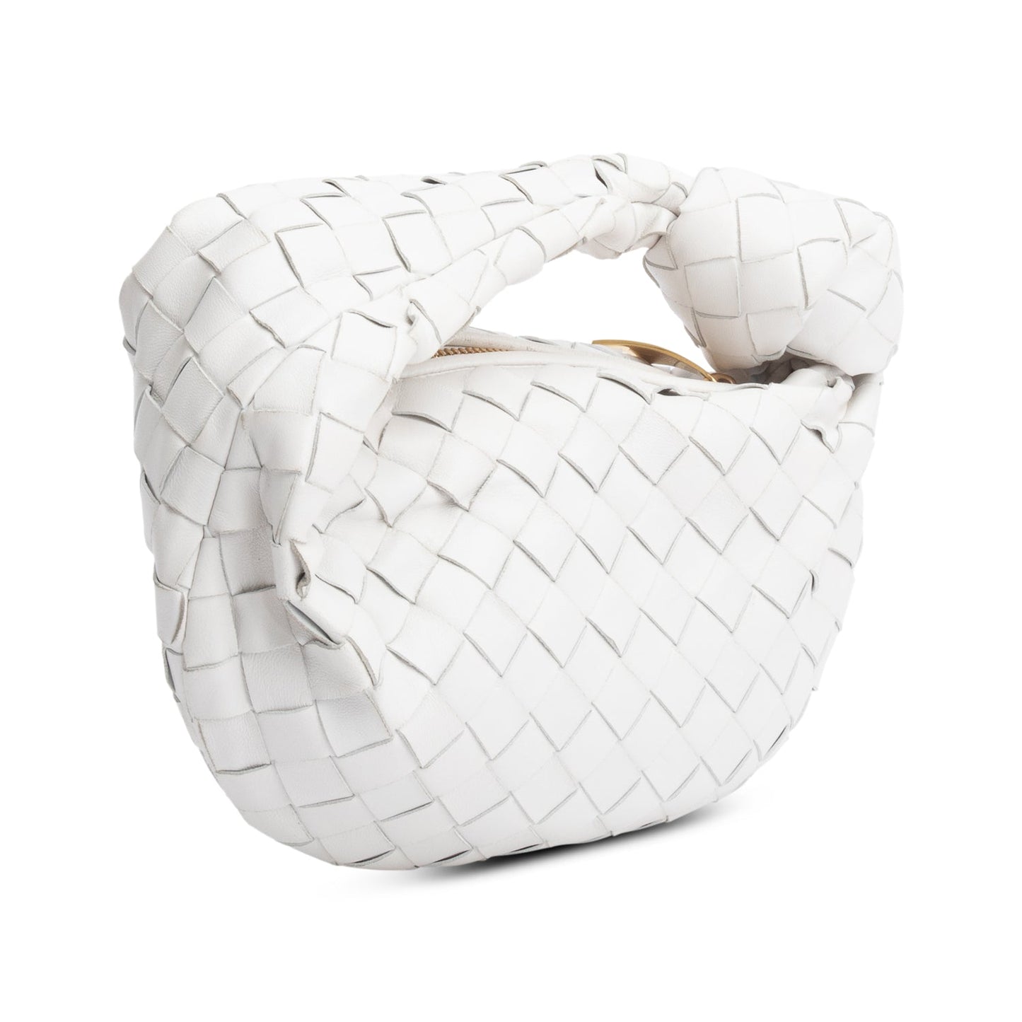 Bottega Veneta White Intrecciato Leather Mini Jodie Bag