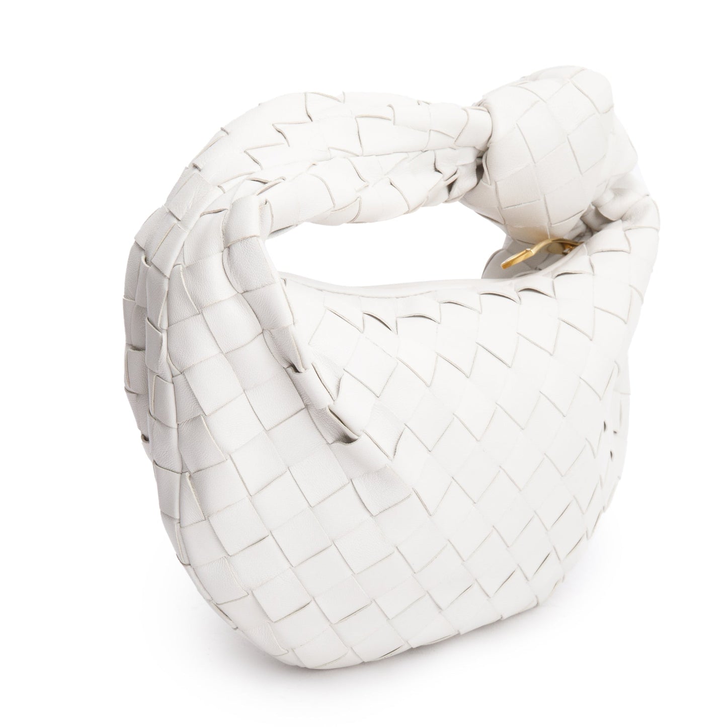 Bottega Veneta White Intrecciato Leather Mini Jodie Bag