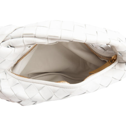 Bottega Veneta White Intrecciato Leather Mini Jodie Bag