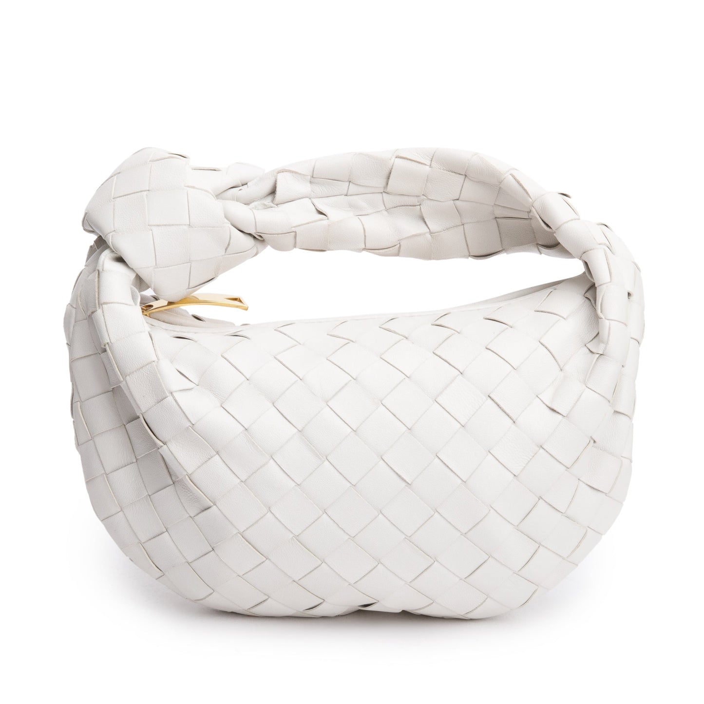 Bottega Veneta White Intrecciato Leather Mini Jodie Bag