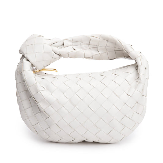 Bottega Veneta White Intrecciato Leather Mini Jodie Bag