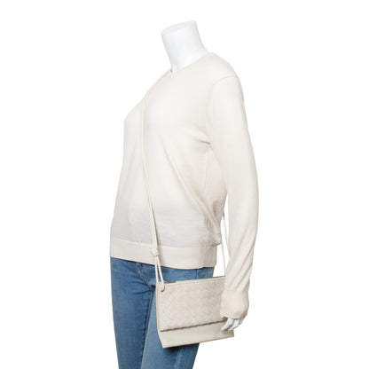 Bottega Veneta White Intrecciato Nappa Leather Double Pouch Crossbody Bag