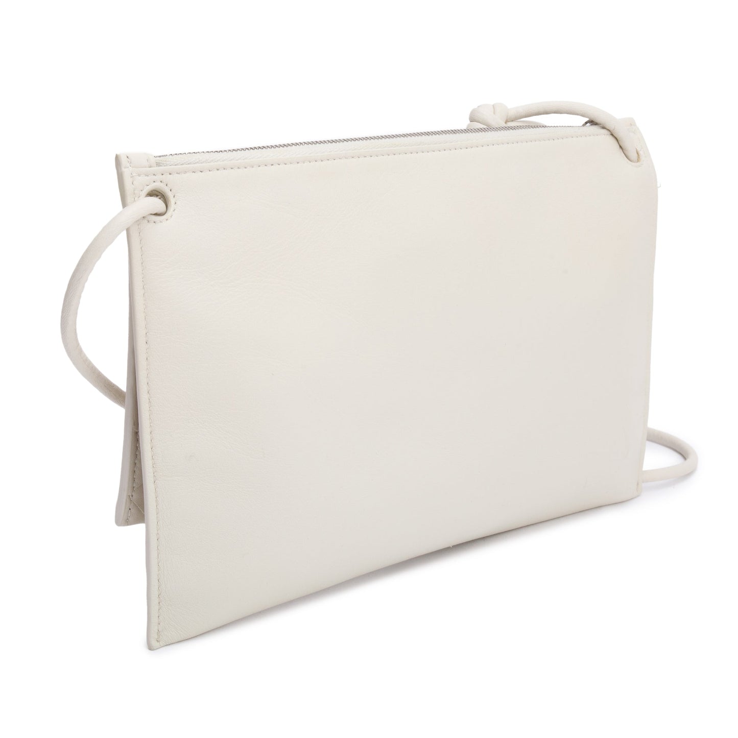 Bottega Veneta White Intrecciato Nappa Leather Double Pouch Crossbody Bag