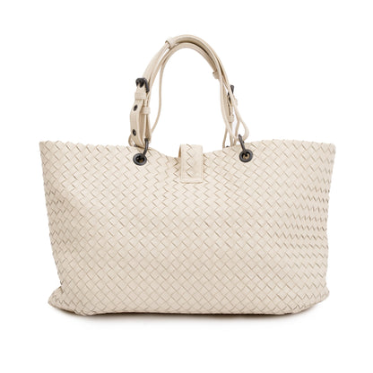 Bottega Veneta White Intrecciato Nappa Leather Large Capi Tote