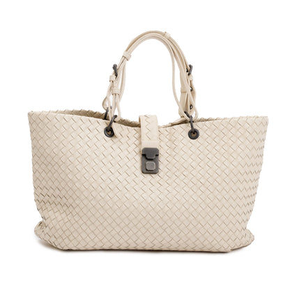 Bottega Veneta White Intrecciato Nappa Leather Large Capi Tote