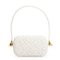 Bottega Veneta White Intreccio-Woven Leather Mini Loop Metal Knots On Strap Clutch Bag