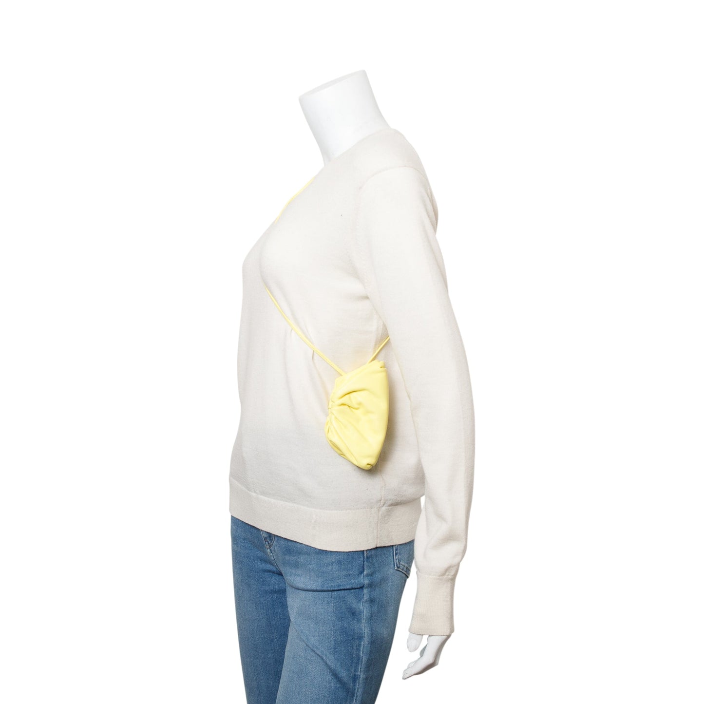 Bottega Veneta Yellow Calfskin Leather Extra Mini Pouch