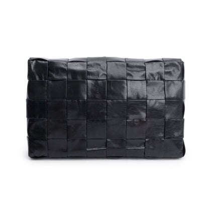 Bottega Venetaen Black Intrecciato Leather Maxi Cassette Flap Messenger Bag