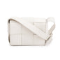 Bottega Venetaen White Maxi Intrecciato Leather Extra Mini Cassette Flap Bag