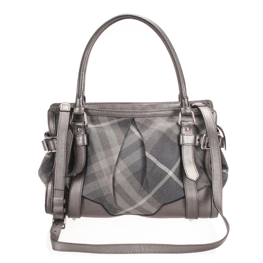 Burberry Beat Metallic Leather Gray Satchel Bag