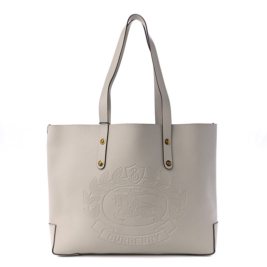 Burberry CREST EMBOSSED Leather Beige Shoulder Bag