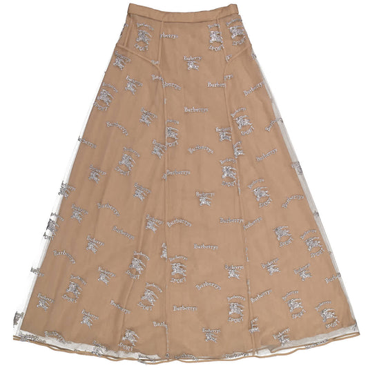 BURBERRY Equestrian Knight Embroidered Tulle Skirt