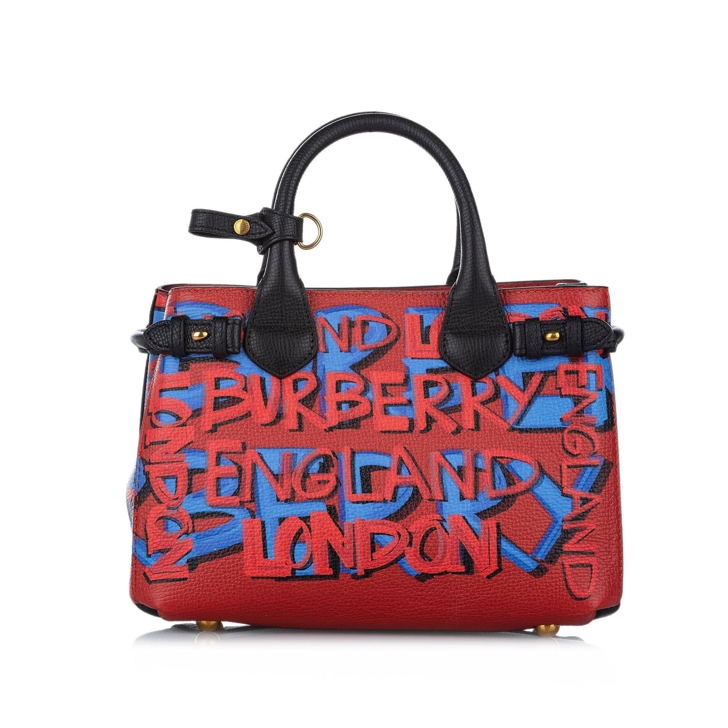 Burberry Graffiti Banner Leather Black Satchel Bag
