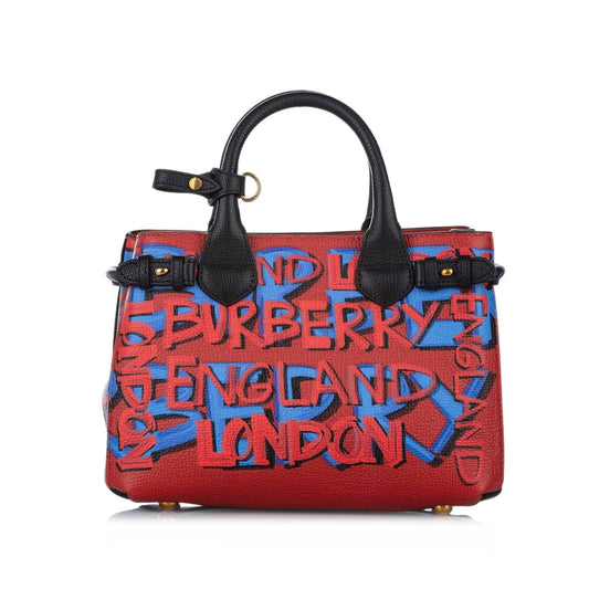 Burberry Graffiti Banner Leather Black Satchel Bag
