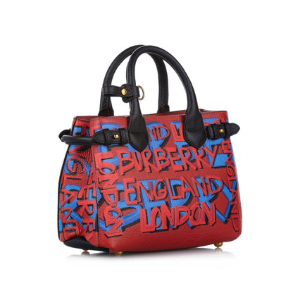 Burberry Graffiti Banner Leather Black Satchel Bag