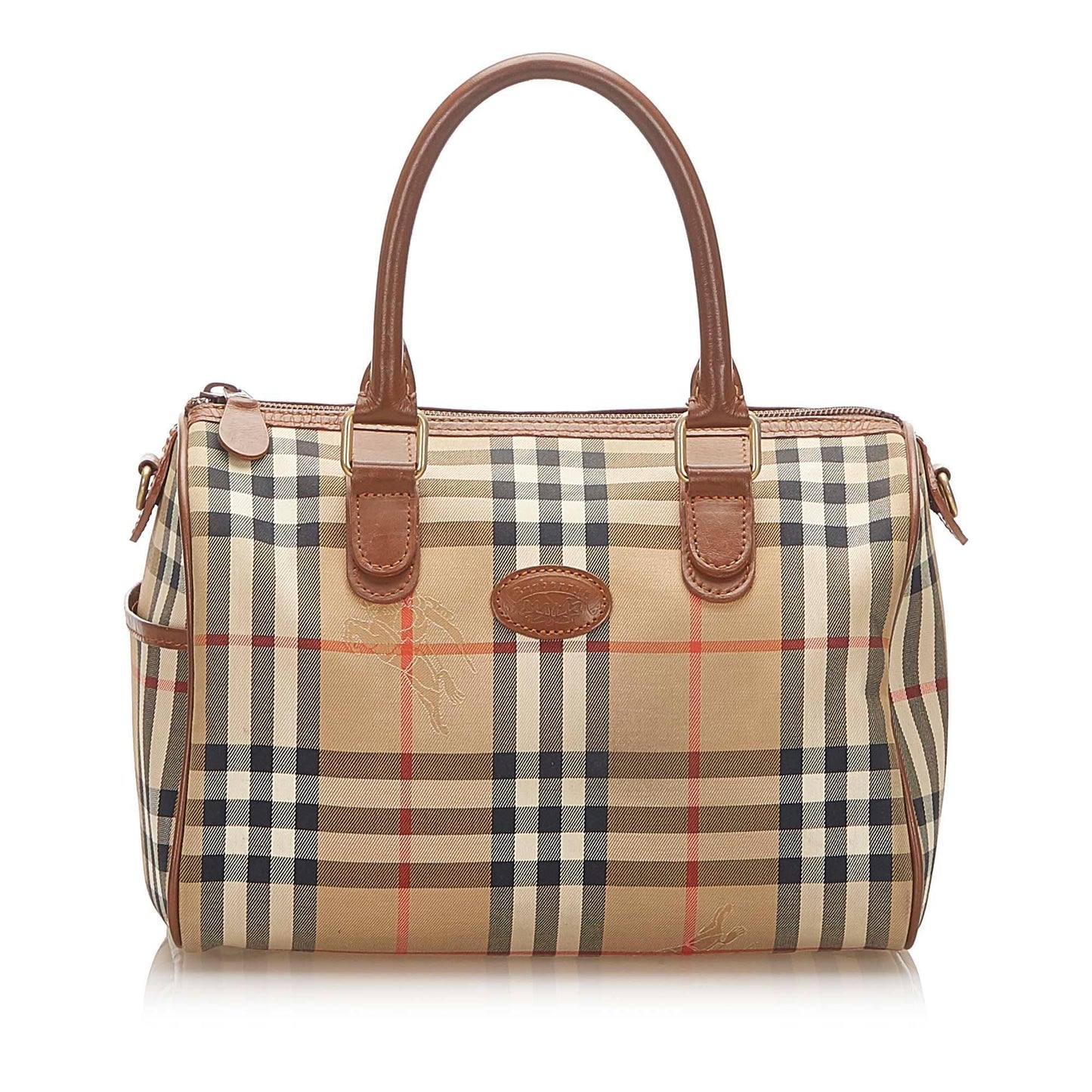 Burberry Haymarket Boston Canvas Brown Handbag Style 2