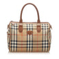 Burberry Haymarket Boston Canvas Brown Handbag Style 2