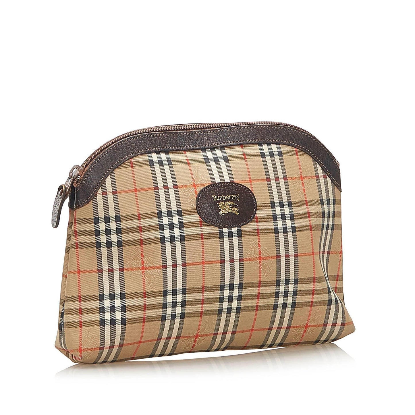 Burberry Haymarket Canvas Brown Clutch Bag