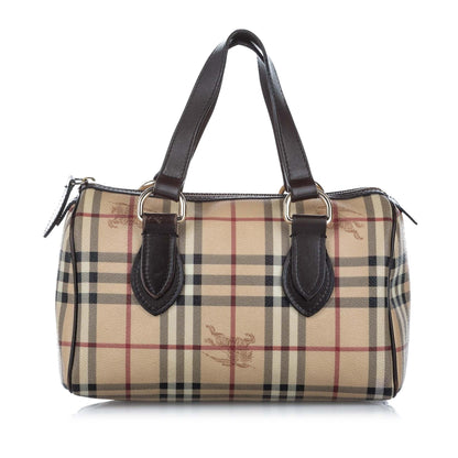 Burberry Haymarket Coated Leather Brown Handbag