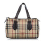 Burberry Haymarket Coated Leather Brown Handbag