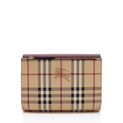 Burberry Haymarket Loxley Leather Beige Crossbody Bag