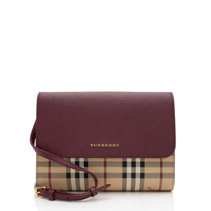 Burberry Haymarket Loxley Leather Beige Crossbody Bag