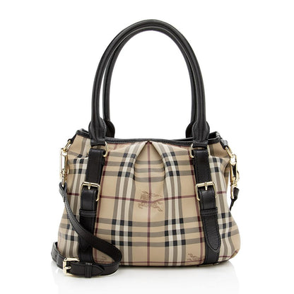 Burberry Haymarket Northfield Canvas Beige Satchel Bag