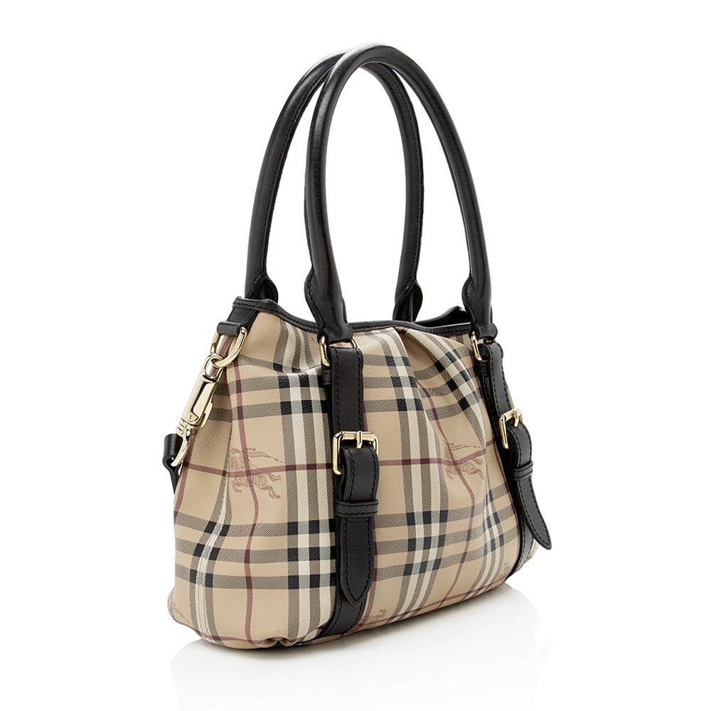 Burberry Haymarket Northfield Canvas Beige Satchel Bag