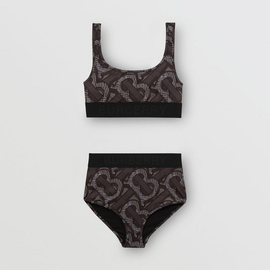 BURBERRY GRAPHITE MONOGRAM PRINT BIKINI SET