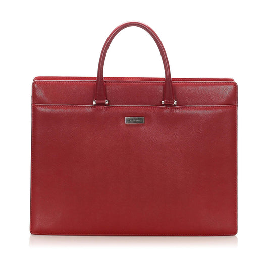 Burberry Business Leather Red Handbag