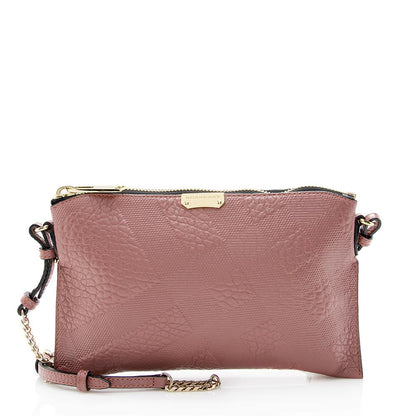Burberry Embossed Peyton Leather Pink Crossbody Bag