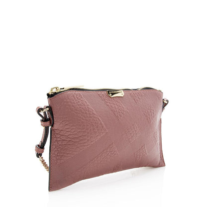 Burberry Embossed Peyton Leather Pink Crossbody Bag