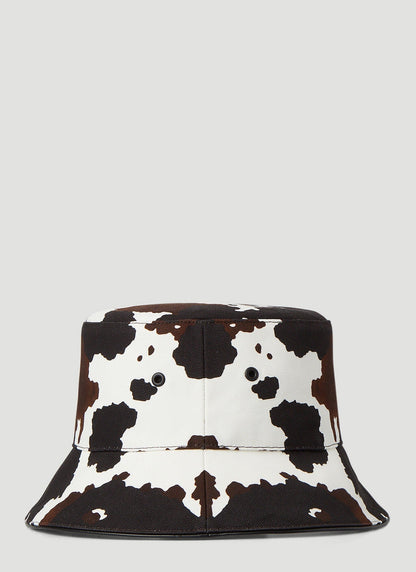 BURBERRY LOGO PATCH COW PRINT BUCKET HAT