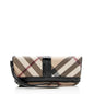 Burberry Nova Foldover Canvas Beige Clutch Bag