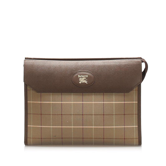 Burberry Canvas Brown Clutch Bag