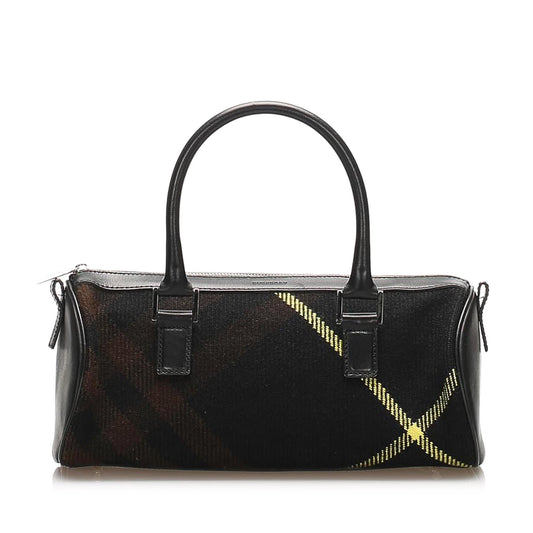 Burberry Cotton Plaid Black Handbag