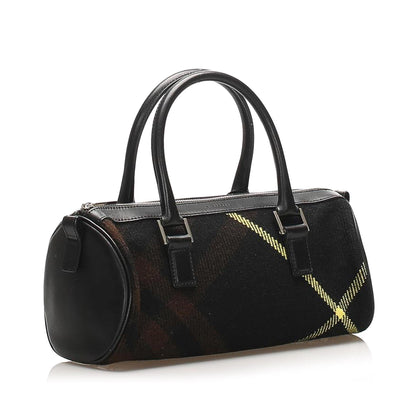 Burberry Cotton Plaid Black Handbag