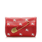 Burberry Safety Pin Leather Red Clutch Bag