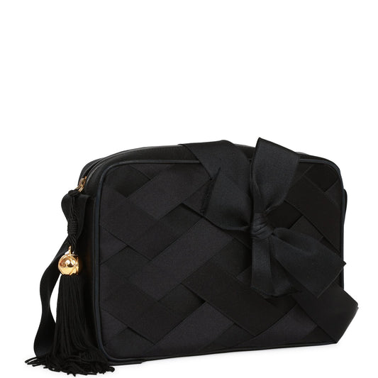 Chanel Ribbon Camera Bag Black Satin Gold Hardware Rovelle Bags