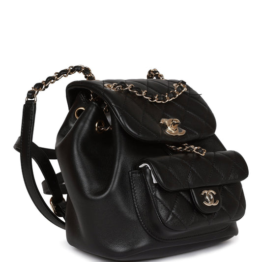 Chanel Small Duma Backpack Black Lambskin Light Gold Hardware Rovelle Bags