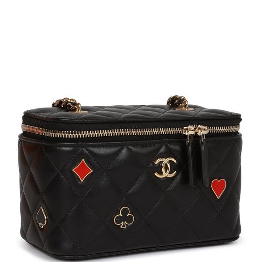 Chanel Monte Carlo Small Vanity Case Black Quilted Lambskin Gold Hardware Rovelle Bags