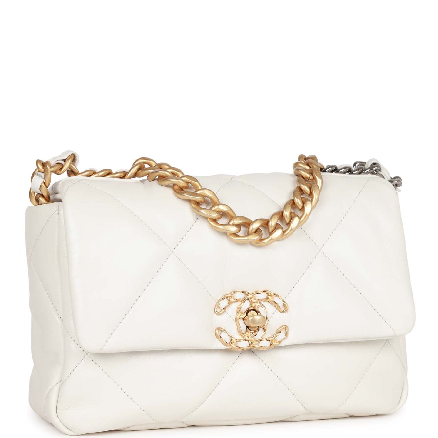 Chanel Medium 19 Flap Bag White Calfskin Mixed Hardware Rovelle Bags