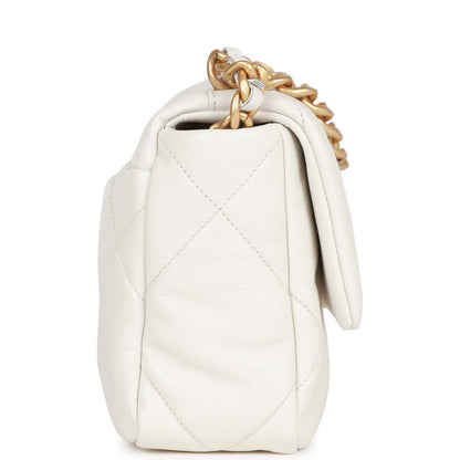 Chanel Medium 19 Flap Bag White Calfskin Mixed Hardware Rovelle Bags