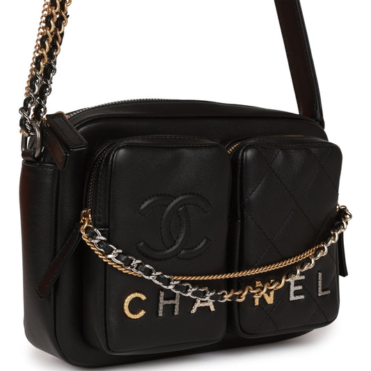 Chanel Small Camera Bag Black Calfskin Mixed Metal Hardware Rovelle Bags
